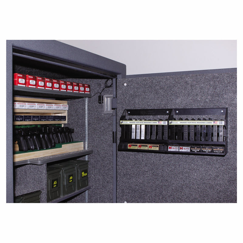 Magazine rack mounted to safe door Pistol Mag Holder - Sharps Mountain - SharpsMountain.com