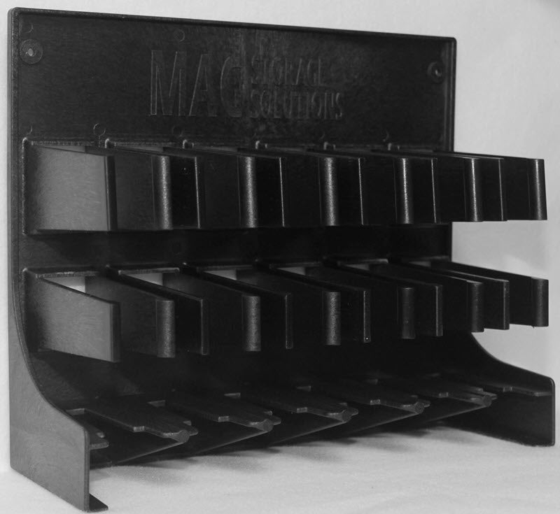 Side angle of magazine rack on white background - AK47/AR-10 Mag Holder - Magazine Safe Rack - Sharps Mountain Outdoor Gear
