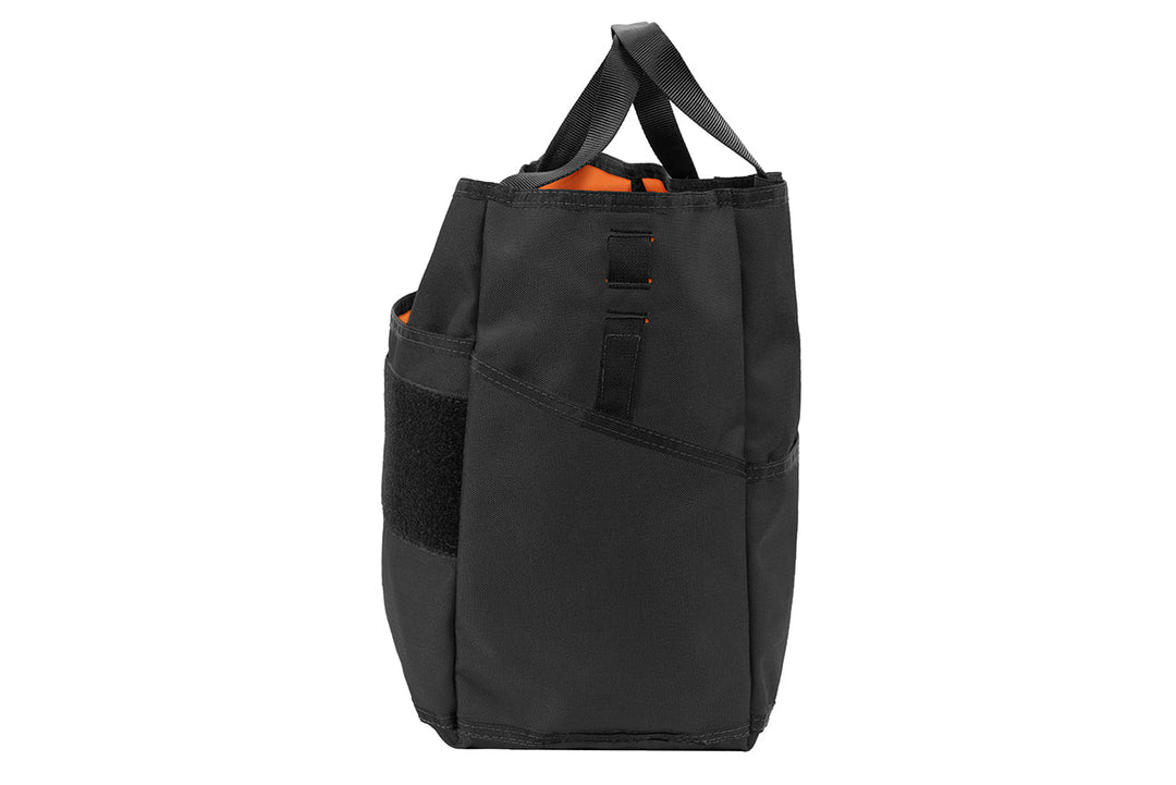 Blue Ridge Overland Gear Tactical Tote Bag - Black color, side view.