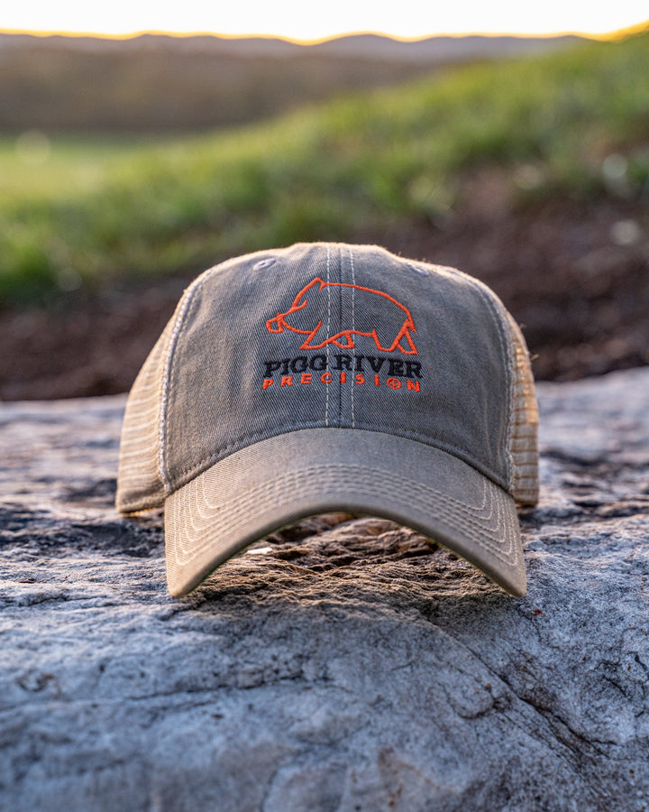 Grey Trucker hat.  Pigg River Precision Hats - Sharps Mountain - SharpsMountain.com