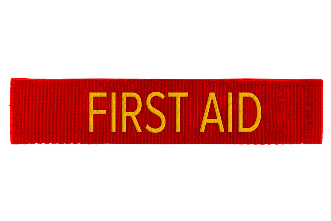 ID Panel | FIRST AID | (Gold on Red)