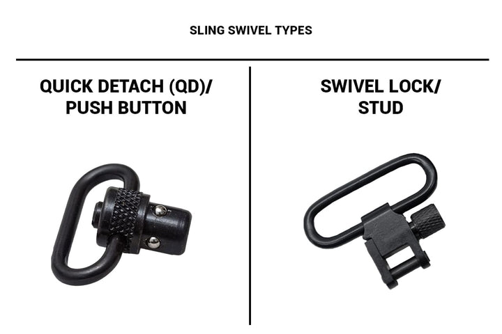 Sling Swivel Types Quick Detach QD  Push Button vs Swivel Lock Stud Sharp's Mountain Outdoor Gear